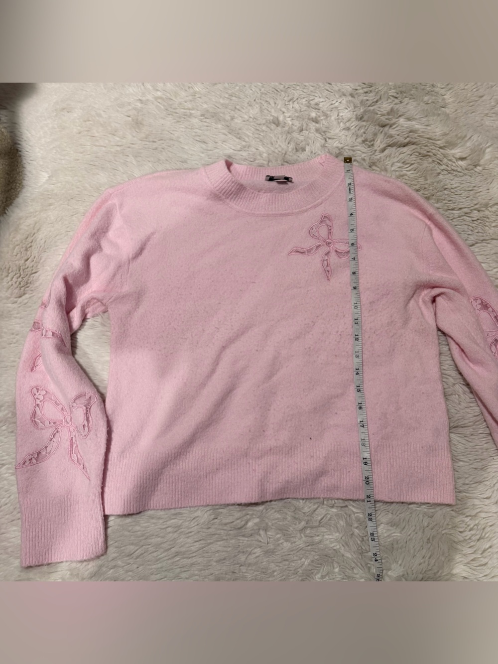 CeCe Lace Bow Inset Sweater - Picture 8 of 8